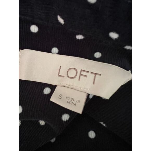 Loft Navy Dotted Button Up Long Sleeve Corduroy Everyday Shirt S Normcore Preppy - Picture 2 of 8